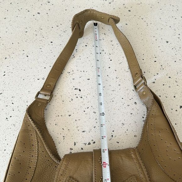BCBG MAXAZRIA Olive Green Pebbled Leather Hobo Shoulder Bag Slouchy Purse Studs - Picture 8 of 16